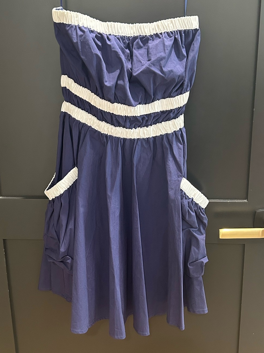 Baby Phat Navy Strapless Dress with White Trim